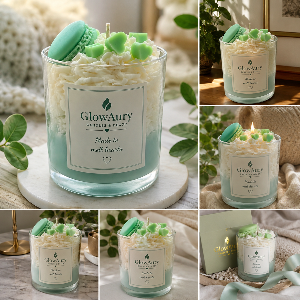 ✨ GlowAury Strawberry Cream Swirl Candle