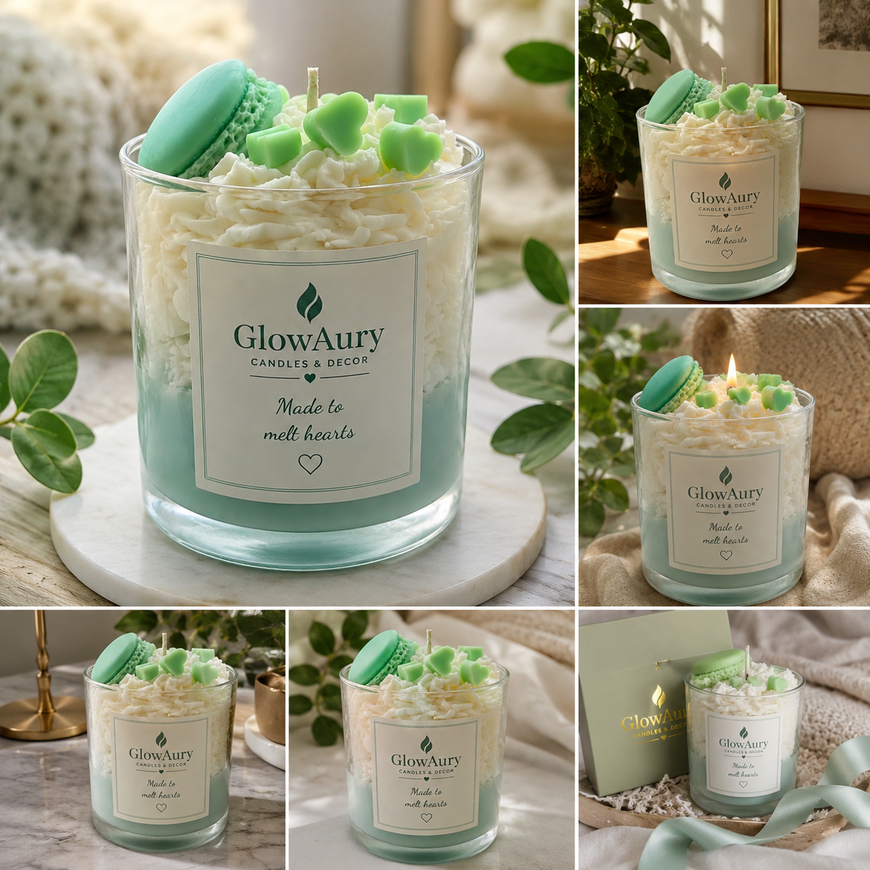 ✨ GlowAury Strawberry Cream Swirl Candle