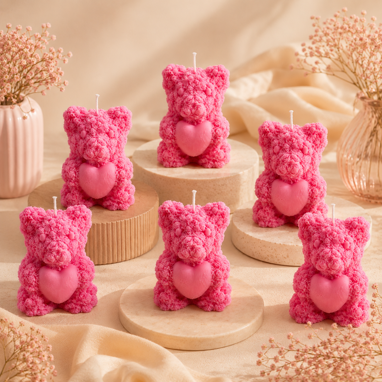 Cute Mini Pink Bear Aroma Candle 54g
