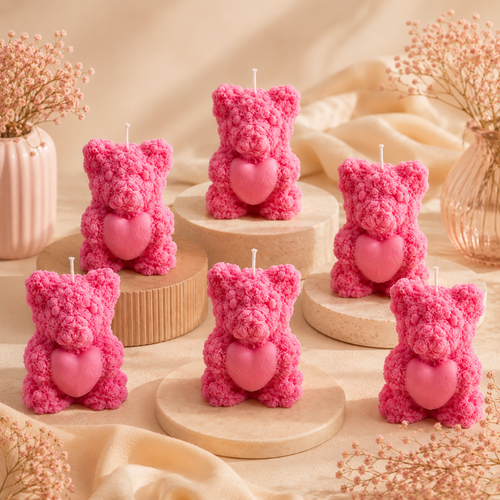 Cute Mini Pink Bear Aroma Candle 54g