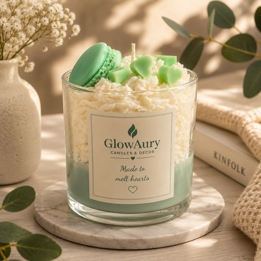 ✨ GlowAury Strawberry Cream Swirl Candle
