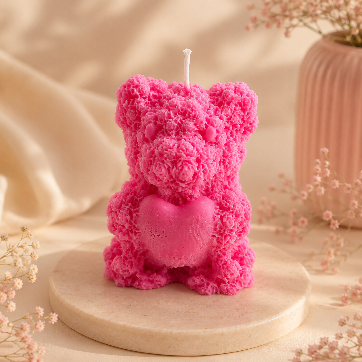 Cute Mini Pink Bear Aroma Candle 54g