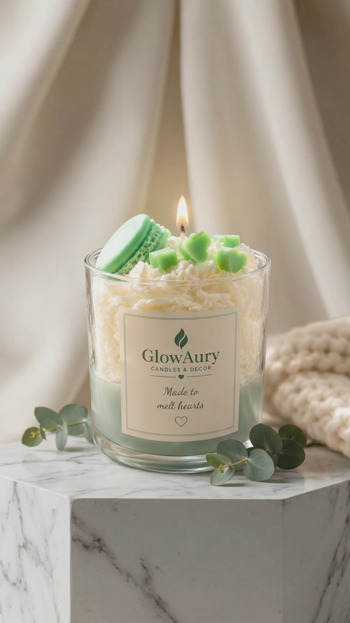 ✨ GlowAury Strawberry Cream Swirl Candle