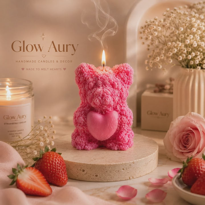 Cute Mini Pink Bear Aroma Candle 54g